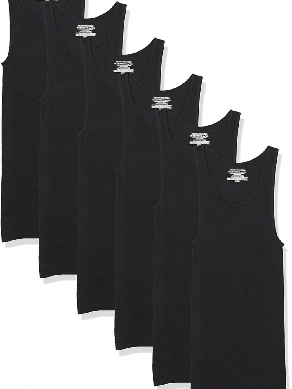 Men's Black Ribbed Tank Tops - 6 Pack